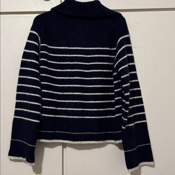 Madewell Navy and White Striped Collared Pullover Sweater - Picture 8 of 10